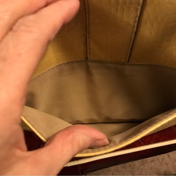 Liz Claiborne CRAZY HORSE Shoulder Bag & Wallet Faux Leather Croc  Butter Yellow - Picture 4 of 10